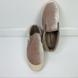 Superga Pink velvet women platform ,  size 8.